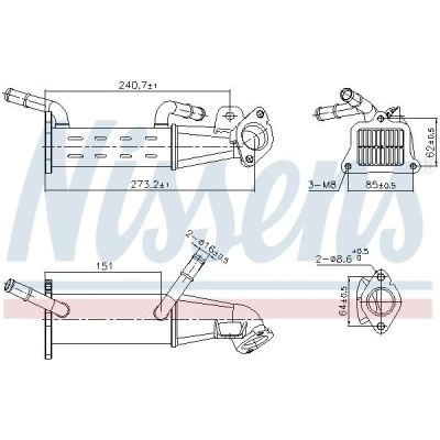 Imagem de NISSENS 989451 Radiador EGR sem &#039;bypass&#039; de vácuo CITROËN: Jumper II Van, PEUGEOT: Boxer Van