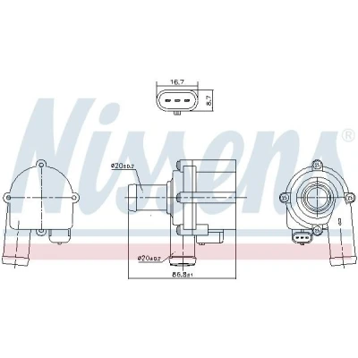 Imagem de NISSENS 832172 Bomba de água Plástico elétrico AUDI: A4 B9 Allroad, A5 B8 Sportback, Sedan