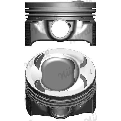 Imagem de NÜRAL Elastoval 87 433907 10 Pistão 77 com suporte de segmentos, para biela trapezoidal VOLKSWAGEN: Scirocco III, Passat B6 Sedan, GOLF 6