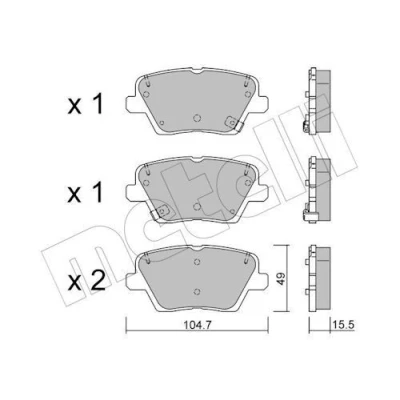 Imagem de METELLI 22 1243 0 Jogo de pastilhas para travão disco com avisador sonoro desgaste HYUNDAI: i30 III Hatchback, Carrinha