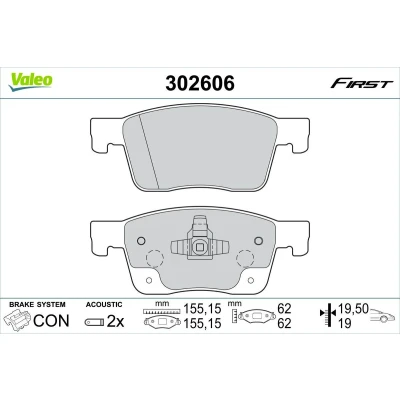 Imagem de VALEO 302606 Jogo de pastilhas para travão disco Eixo dianteiro incl. contacto aviso desgaste com chapa anti ruído