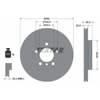 Imagem de TEXTAR PRO+ 92277805 Disco de travão 294 22 05/06 120 interior ventilado revestido alto carbono sem pernos fixação da roda, cubo roda