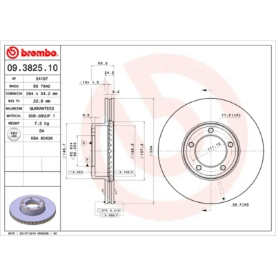Imagem de BREMBO 09.3825.10 Disco de travão 284 24,2 5 interior ventilado JAGUAR: XJ Coupe, Sedan, DAIMLER: Daimler