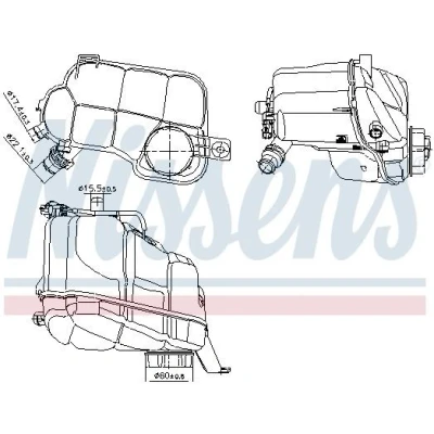 Imagem de NISSENS 996297 Depósito de Compensação Refrigerante 2 com capa, sensor VOLVO: S60 II, V60 I, S80 II