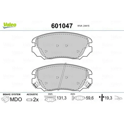 Imagem de VALEO 601047 Jogo de pastilhas para travão disco Eixo dianteiro incl. contacto aviso desgaste com chapa anti ruído