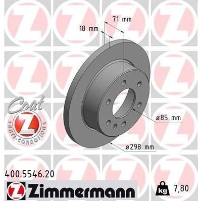 Imagem de ZIMMERMANN 400.5546.20 Disco de travão 298 18 7/6 6 130 cheio revestido alto carbono