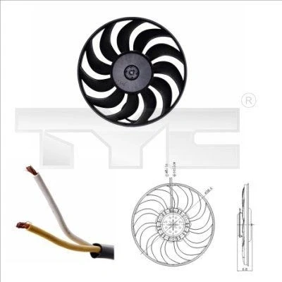 Imagem de TYC 802 0051 ventilador de radiador 400 330 sem estrutura do (caixilho) AUDI: A4 B7 Sedan, B6 A6 C5 Avant