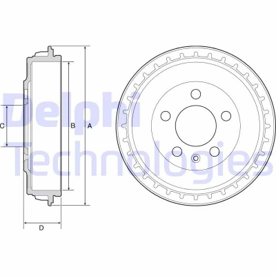 Imagem de DELPHI BF563 Tambor de Travão sem anel sensor do ABS, o rolamento da roda 250