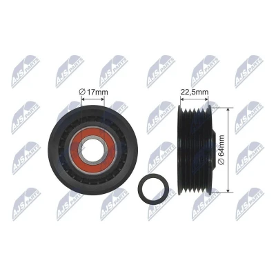 Imagem de NTY RNK AU 045 Polia de desvio/de guia, correia trapezoidal 64mm MERCEDES BENZ: Classe C Sedan, E Sedan