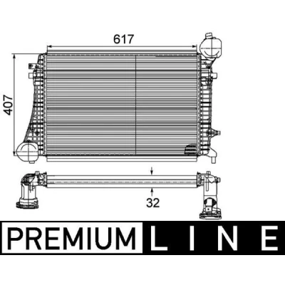 Imagem de MAHLE ORIGINAL CI 167 000P Intercooler com sensor AUDI: A3 Hatchback, Sportback, VOLKSWAGEN: Golf 5, Touran I, Caddy 3, SEAT: Leon II Hatchback