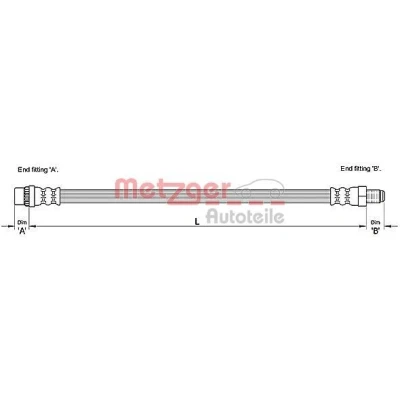 Imagem de METZGER 4110261 Mangueira de Travão 537 PEUGEOT: 406 Carrinha, Sedan, Coupe