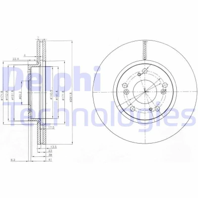 Imagem de DELPHI BG3980C Disco de travão 282 23 5 ventilado revestido não tratado sem o rolamento da roda, anel sensor do ABS HONDA: CIVIC 8 Hatchback