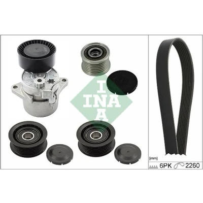 Imagem de INA 529 0115 23 Jogo de correias trapezoidais estriadas com polia roda livre MERCEDES BENZ: Classe C Sedan, T modell, CLK Coupe