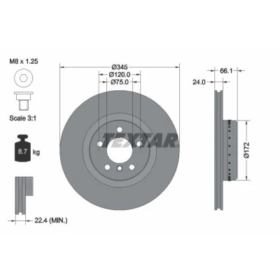 Imagem de TEXTAR PRO+ 92265125 Disco de travão BMW: 3 Touring, 1 Hatchback, Sedan