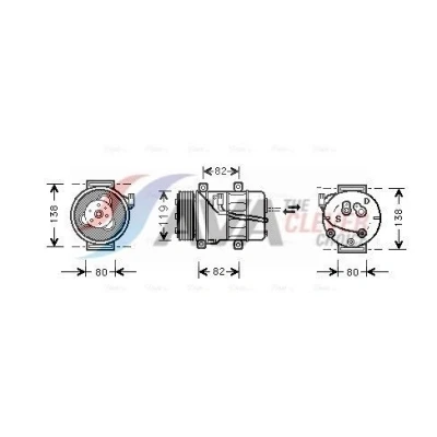 Imagem de PRASCO VOAK054 Compressor DKS17CH PAG 100 R 134a VOLVO: V70 2, S80 I, XC70 I Cross Country