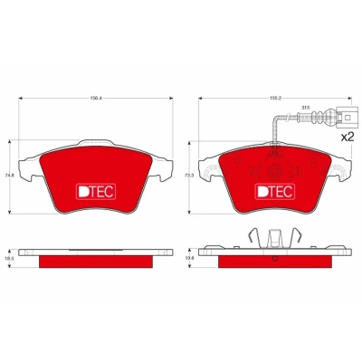 Imagem de TRW DTEC COTEC GDB1651DTE Jogo de pastilhas para travão disco incl. contacto aviso desgaste VOLKSWAGEN: Touareg I