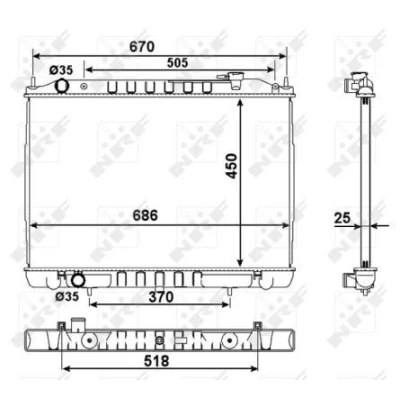 Imagem de NRF 58418 Radiador, arrefecimento do motor Alumínio 688 450 26 Aletas de refrigeração soldadas NISSAN: Pick Up