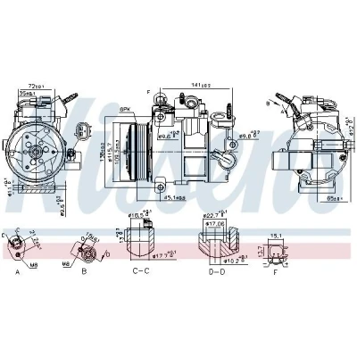 Imagem de NISSENS 890800 Compressor 7SBH17C 12 PAG 46 R 134a