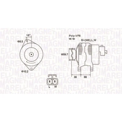 Imagem de MAGNETI MARELLI 063731901010 Alternador 12V 100A OPEL: Corsa C Hatchback, Combo Van / Carrinha, С