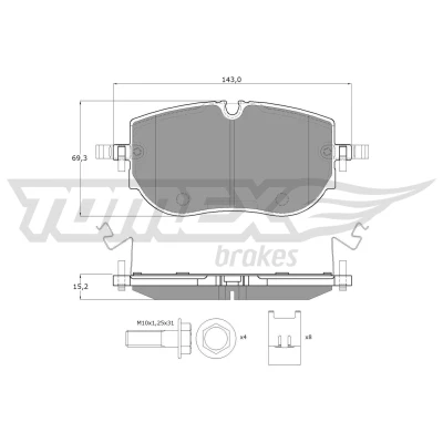 Imagem de TOMEX brakes TX 60 65 Jogo de pastilhas para travão disco Eixo dianteiro preparado indicador aviso desgaste VOLKSWAGEN: ID.4