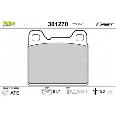 Imagem de VALEO 301270 Jogo de pastilhas para travão disco FIRST Eixo traseiro excl. contacto aviso desgaste sem chapa anti ruído VOLVO: 850 Carrinha
