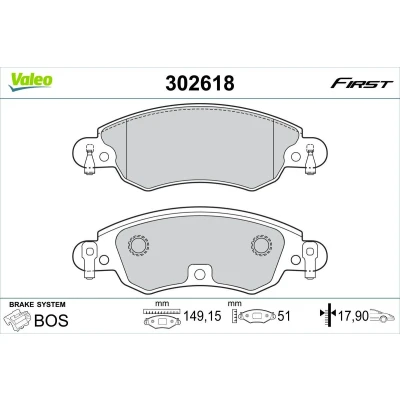 Imagem de VALEO 302618 Jogo de pastilhas para travão disco Eixo dianteiro excl. contacto aviso desgaste com chapa anti ruído CITROËN: C5 I Hatchback