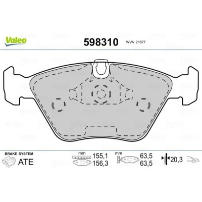 Imagem de VALEO 598310 Jogo de pastilhas para travão disco Eixo dianteiro excl. contacto aviso desgaste sem chapa anti ruído BMW: 5 Sedan
