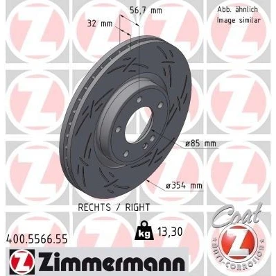 Imagem de ZIMMERMANN Disco de travão 354mm 32mm 6/5 5furos 130mm interior ventilado, fendido revestido 400.5566.55 4634210000,463421000007,4634211200