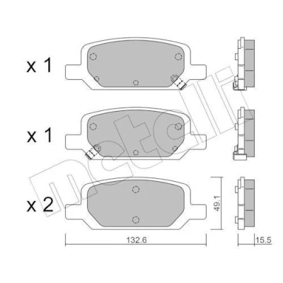 Imagem de METELLI 22 1278 0 Jogo de pastilhas para travão disco com avisador sonoro desgaste TESLA: Model 3, Y