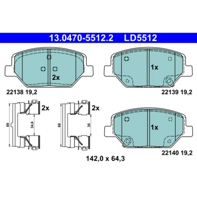 Imagem de ATE 13.0470 5512.2 Jogo de pastilhas para travão disco com avisador sonoro desgaste acessórios OPEL: Insignia B Sports Tourer