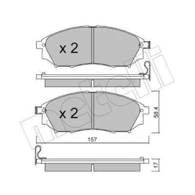 Imagem de METELLI 22 0819 0 Jogo de pastilhas para travão disco com avisador sonoro desgaste NISSAN: Qashqai / Qashqai+2 I, NP300 Navara Pick up