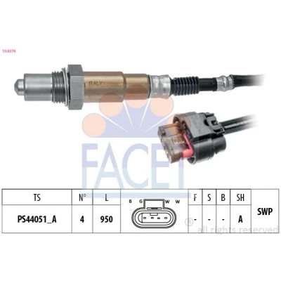 Imagem de FACET 10.8376 Sonda lambda com aquecimento, plana, Rosca pré lubrificada