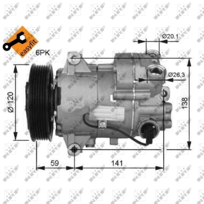 Imagem de NRF 32487 compressor CVC 12 PAG 46 com óleo de PAG, retentor OPEL: Insignia A Sedan, Sports Tourer, Astra J Hatchback endado