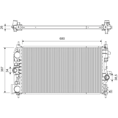 Imagem de VALEO Radiador, arrefecimento do motor Alumínio 387mm 680mm 26mm Aletas de refrigeração soldadas OPEL: Insignia A Sports Tourer 701385