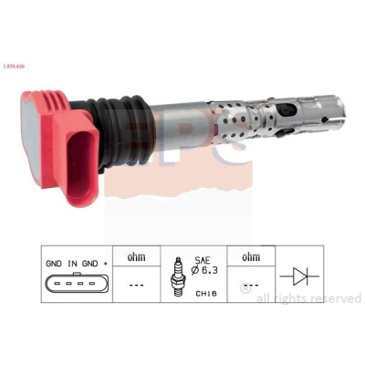 Imagem de EPS 1.970.436 Bobina de ignição Vermelho COIL ON PLUG com cachimbo da vela AUDI: A6 C5 Sedan, A8 D3, Avant
