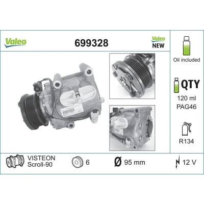 Imagem de VALEO 699328 compressor Scroll90 12 PAG 46 R 134a com óleo de NEW ORIGINAL PART FORD: MONDEO 3 Stufenheck, 3, Kombi