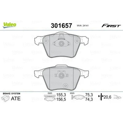 Imagem de VALEO 301657 Jogo de pastilhas para travão disco FIRST Eixo dianteiro excl. contacto aviso desgaste com chapa anti ruído VOLVO: XC90 I