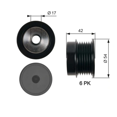Imagem de GATES OAP7035 Polia Roda Livre do Alternador 42 BOOST DN CVT Belt OPEL: Astra H GTC, Van, Hatchback, SAAB: 9 3 Carrinha