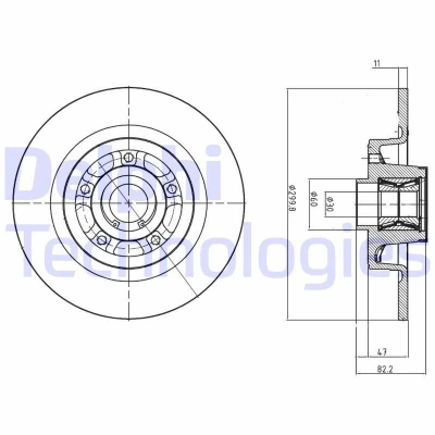 Imagem de DELPHI BG9027RS Disco de travão 300 11 5 cheio oleado não tratado com o rolamento da roda, anel sensor do ABS