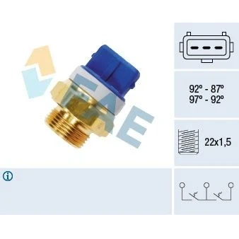 Imagem de FAE 37920 Interruptor de temperatura, ventilador do radiador M22x1,5 PEUGEOT: 306 Hatchback, 205 II Carrinha