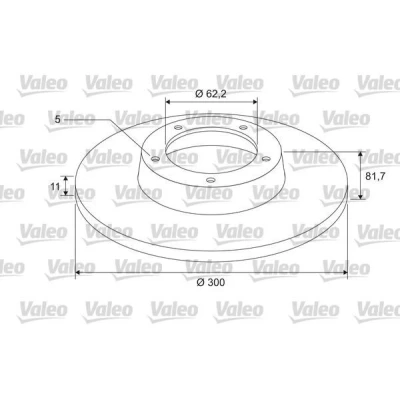 Imagem de VALEO Disco de travão RENAULT: LAGUNA 3 Grandtour, III Coupe, Eixo traseiro 300mm 11mm 5furos cheio revestido 675413 402020003R