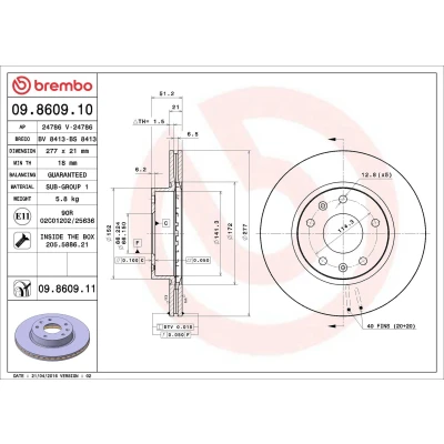 Imagem de BREMBO COATED DISC LINE 09.8609.11 Disco de travão 277 21 5 interior ventilado revestido com parafusos LAND ROVER: Freelander I SUV