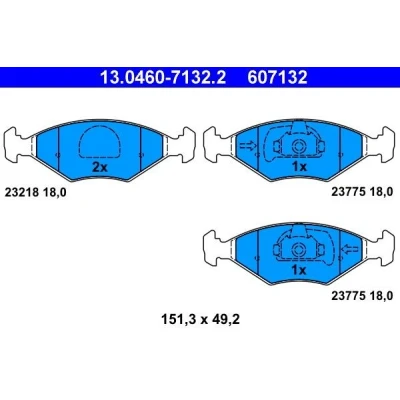 Imagem de ATE 13.0460 7132.2 Jogo de pastilhas para travão disco não preparado indicador aviso desgaste, excl. contacto desgaste