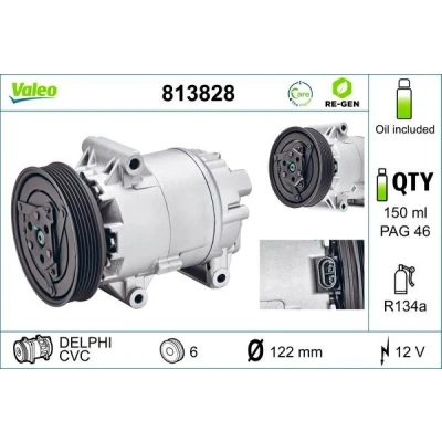 Imagem de VALEO 813828 compressor CVC 12 PAG 46 R 134a com óleo de REMANUFACTURED RENAULT: MEGANE 2 Kombi, II Caixa/Combi,