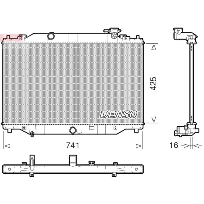 Imagem de DENSO DRM44053 Radiador, arrefecimento do motor 741mm 425mm 16mm