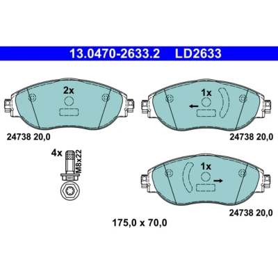 Imagem de ATE 13.0470 2633.2 Jogo de pastilhas para travão disco VOLKSWAGEN: Passat B8 Variant, Alltrack, Arteon
