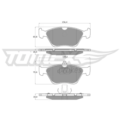 Imagem de TOMEX brakes Jogo de pastilhas para travão disco Eixo dianteiro preparado indicador aviso desgaste TX 11 88 OPEL: Calibra A