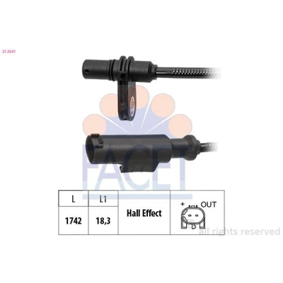 Imagem de FACET 21.0241 Sensor de ABS 1742 MERCEDES BENZ: Sprinter 3.5 T Camião plataforma/Chassis, 5 plataforma/Chassis