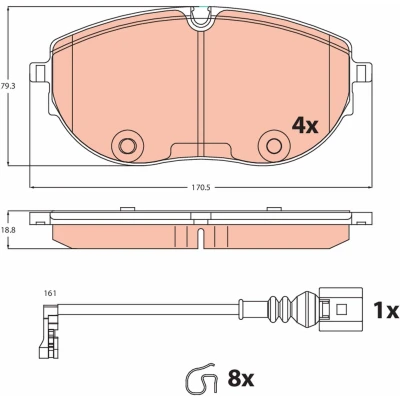 Imagem de TRW Jogo de pastilhas para travão disco incl. contacto aviso desgaste com acessórios GDB2486 VOLKSWAGEN: Transporter 6 Bus,