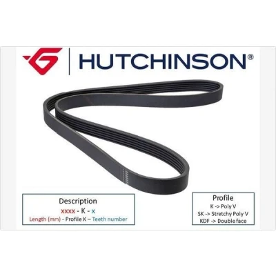 Imagem de HUTCHINSON 1080 K 6 Correia trapezoidal estriada 1080mm VOLKSWAGEN: Golf 4, Polo IV Hatchback, V SEAT: Leon I Ibiza 3